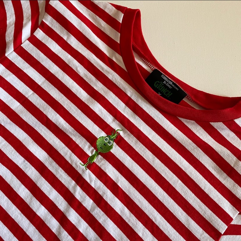 Forever 21 Grinch Red and White Stripe T-Shirt